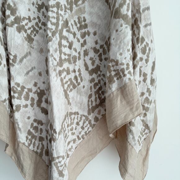 Elena Baldi 100% Linen Poncho Caftan One Size Made In Italy Lagenlook Boho Tan - Picture 7 of 9